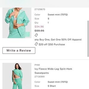 PINK Victoria's Secret Sweet Mint Fleece lounge wear
